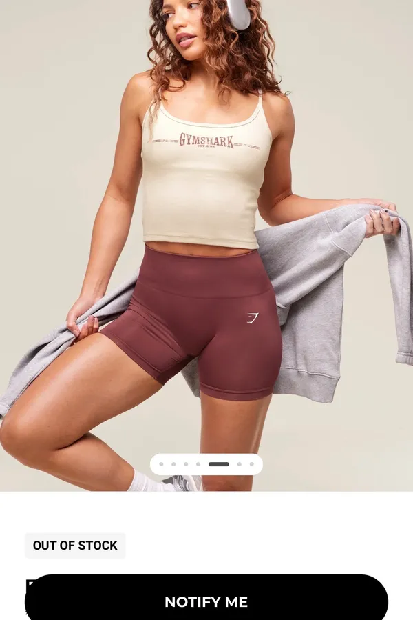 Gymshark burgundy brown backless sports bra and short set - Image 5