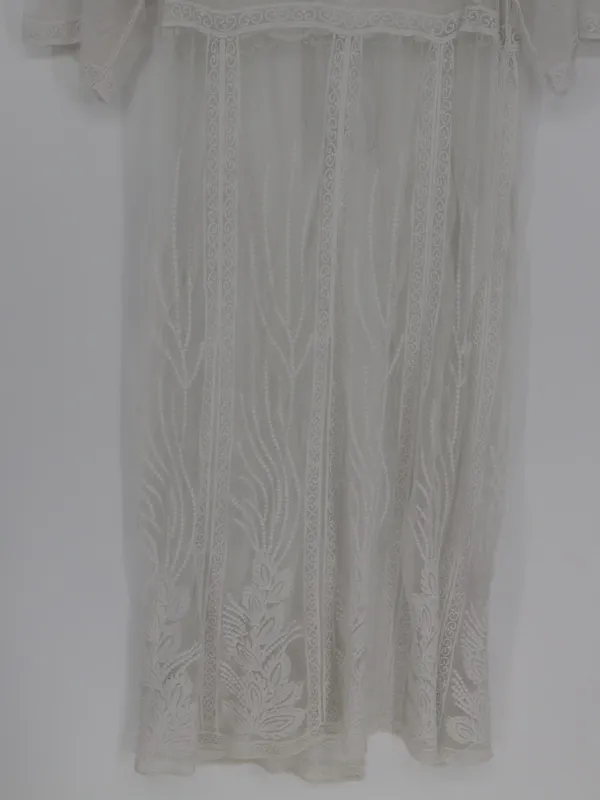 Cupshe Ivory Floral Lace Boho Kimono Maxi Swim Cover Up Long Sheer Mesh Medium - Image 14