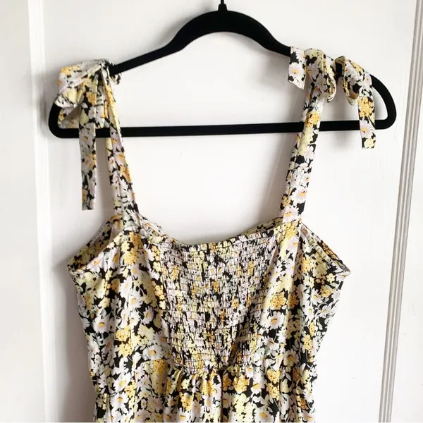 Social Standard by Sanctuary Tiered Yellow Floral Long Dress Smocked Back XL - Image 11