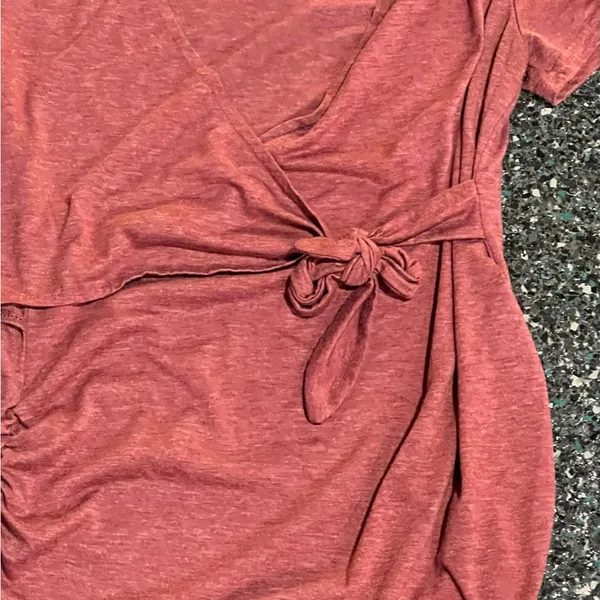 Women’s Molliya Red Tie Front Short Sleeve Medium Maternity Top Shirt - Image 2