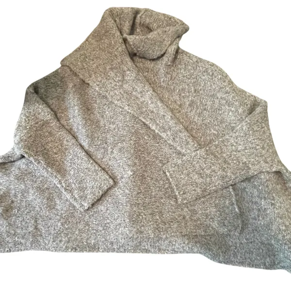 FP‎ One Free People Oversized Knit Drape Collar Poncho Cape XS/S Gray - Image 5