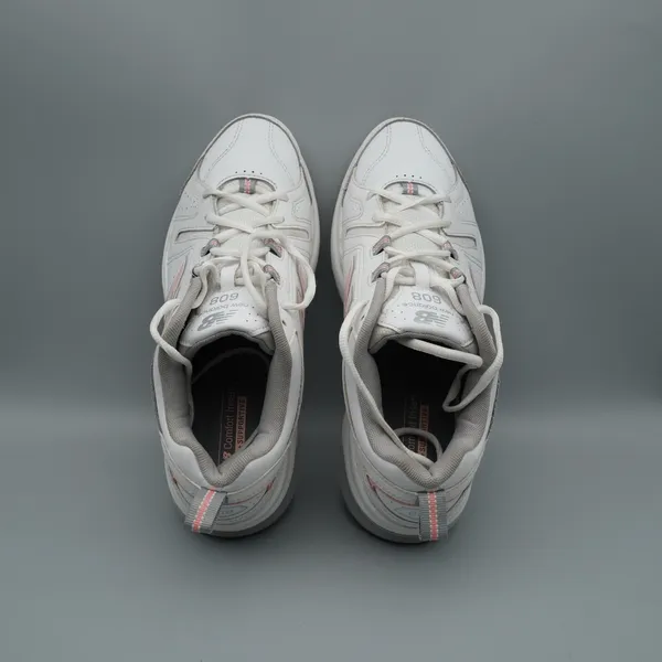 New Balance 608 v5 Sneakers 10.5 Women 9 Men White Pink Leather WX608WP5 - Image 9