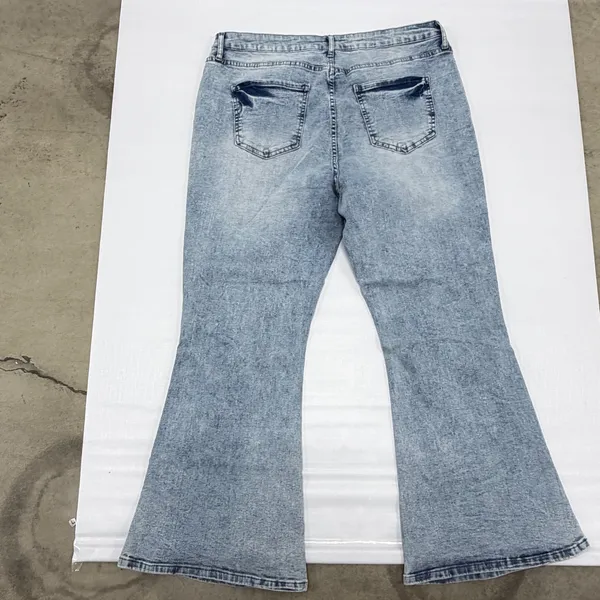 Cello High Rise Light Acid Wash Flare Jeans Light Blue Denim Size 18 - Image 6