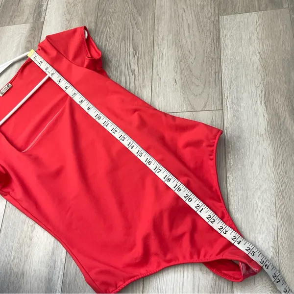 Free People Bodysuit square neck short sleeve womens Red small going out fitted - Image 5