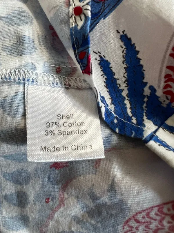 Tuckernuck Blue Floral Block Print Cotton Mini Dress XS Boho Preppy Cottagecore - Image 7
