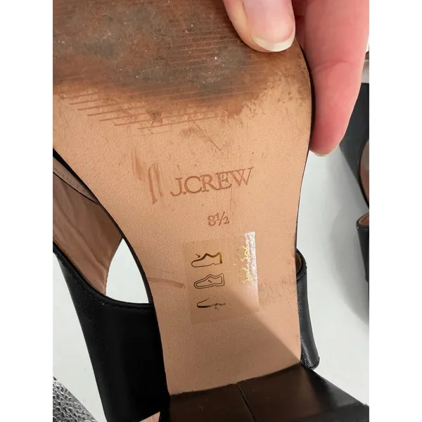 J Crew Dylan Block Heel Sandal Womens 8.5 Black Leather Criss Cross Minimalist - Image 6