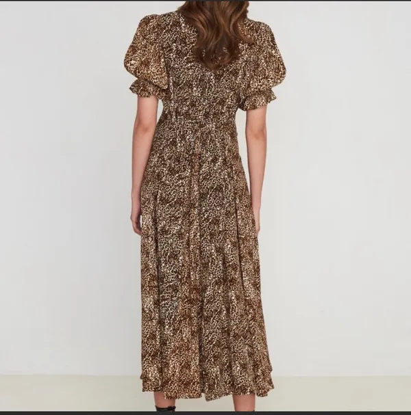 Faithfull the Brand Maggie Midi Dress Leopard Sz 6 - Image 2