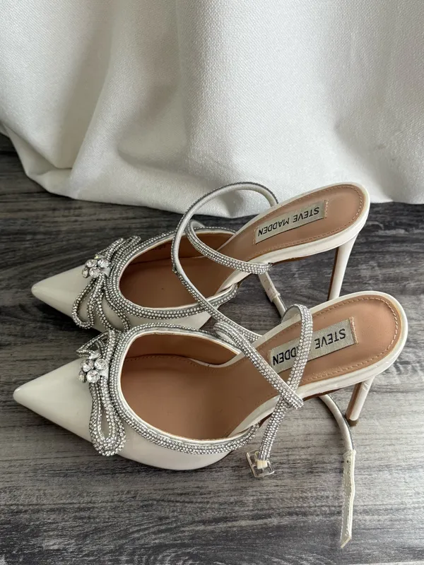 steve madden viable white embellished heels - Image 7