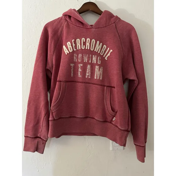 Vintage Y2K Abercrombie & Fitch "Rowing Team" Hoodie Sweatshirt Washed Red XL - Image 6