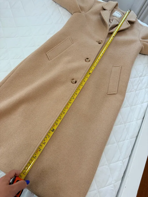 Abercrombie The A&F Dad Coat Camel Wool Blend Long Overcoat Quiet Luxury Size S - Image 9