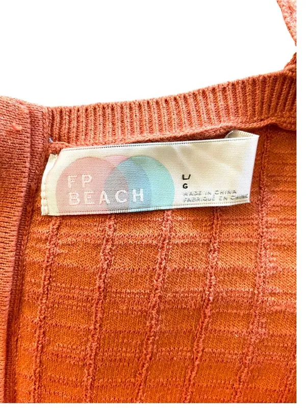 FP Beach Free People Short And Sweet Cable Knit Sweater Dress Terracotta Size L - Image 3