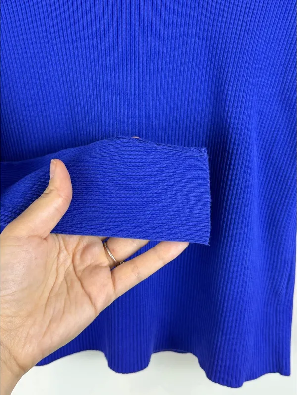 Lauren Ralph Lauren Cobalt Blue Ribbed Cotton Turtleneck Sweater RL Logo XS/S - Image 3