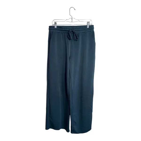 Maurices Scuba Knit Wide Leg Sweatpants Dark Blue Green High Rise - Image 2