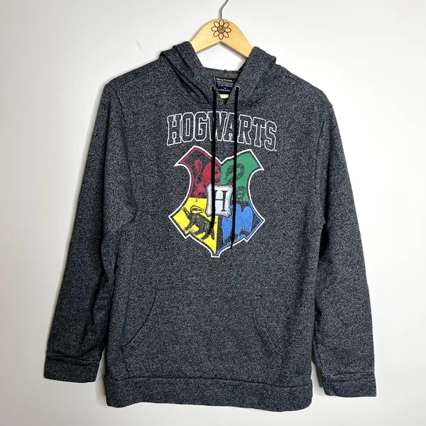 Harry Potter Hogwarts House Crest Gray Hooded Sweatshirt - Image 4