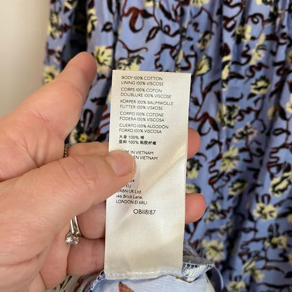 Free People Bessie Blue Babydoll Corduroy‎ Long sleeve Mini Dress NWT Sz M - Image 7