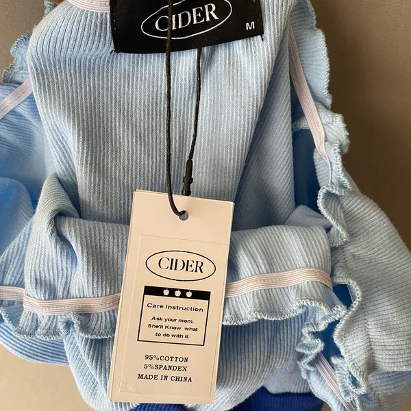 Cider top women's size‎ M off shoulder milkmaid cottage core blue NWT - Image 8