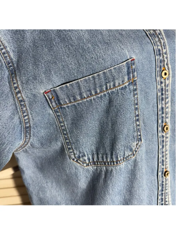 Vintage 90s Bill Blass women's denim shirt blue cotton Western grunge cottage M - Image 7
