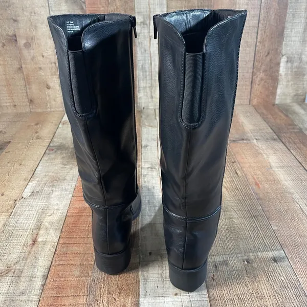 Frye & Co Lillian Black Knee High Riding Boots 7.5 Wide Calf Vegan - Image 2