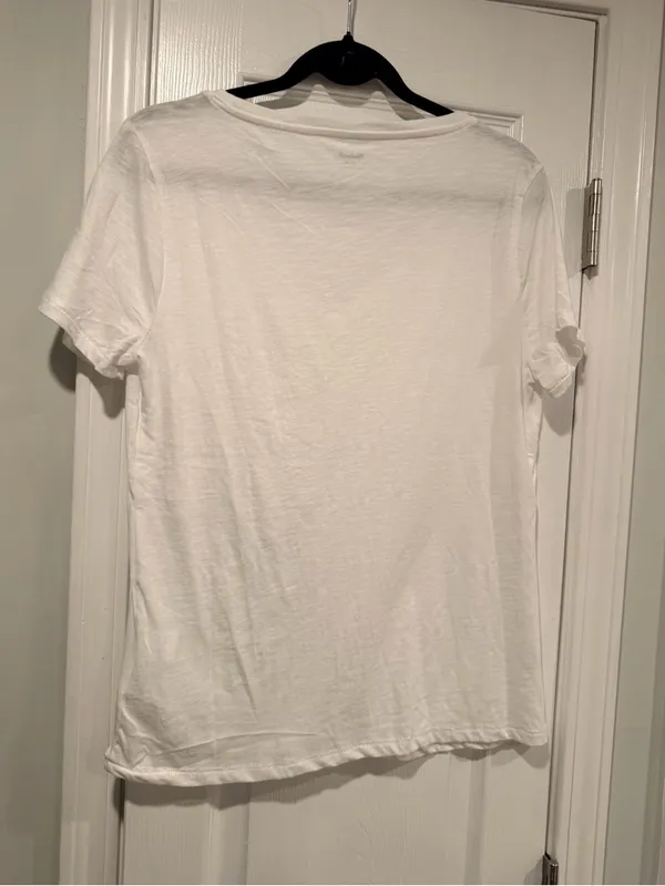 NWOT Madewell Size M White V Neck Short Sleeve Lightweight Slub Cotton Top - Image 8