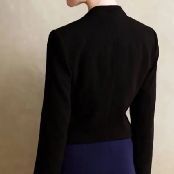 Anthro Elevenses Black Lace Trim Blazer - Image 2