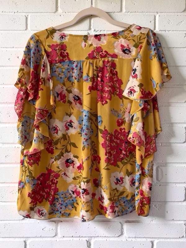 Umgee Floral V‑Neck Blouse NWT – M – Lightweight Polyester - Image 2
