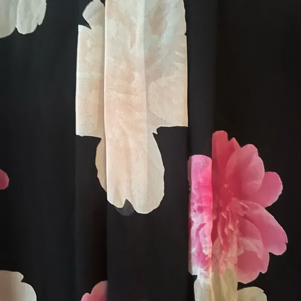 Calvin Klein Floral Sleeveless Blouse Top — Black Pink White — Sheer Layered - Image 2