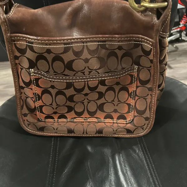 Coach Brown Leather and Canvas Shoulder Bag - Image 3