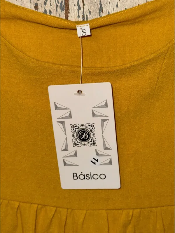NWT Basico mustard yellow mini dress size small - Image 3