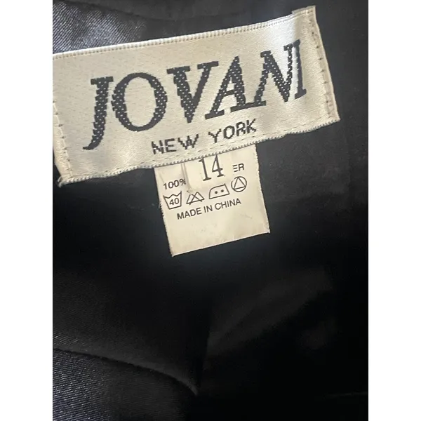 Jovani New York Black Off Shoulder Ruched Rhinestone Embellished Gown Size 14 - Image 7