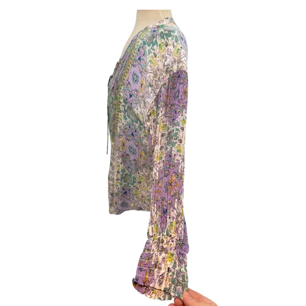 Anthropologie‎ Odetta Embroidered Boho Peasant Top Lavender Petite MP NWT - Image 8