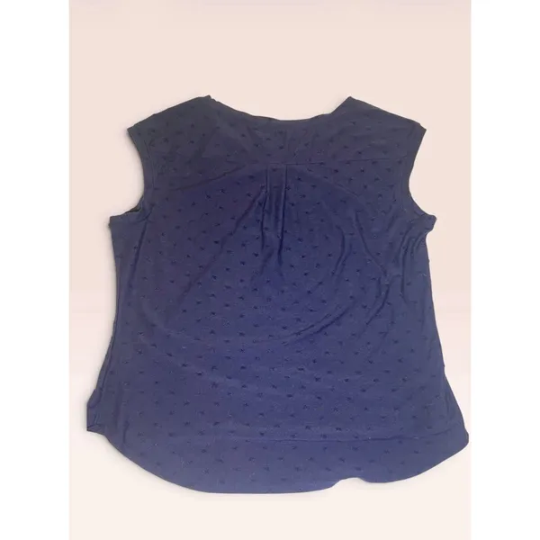 ELLE Blue Textured Sleeveless Round Neck Top Size M - Image 2