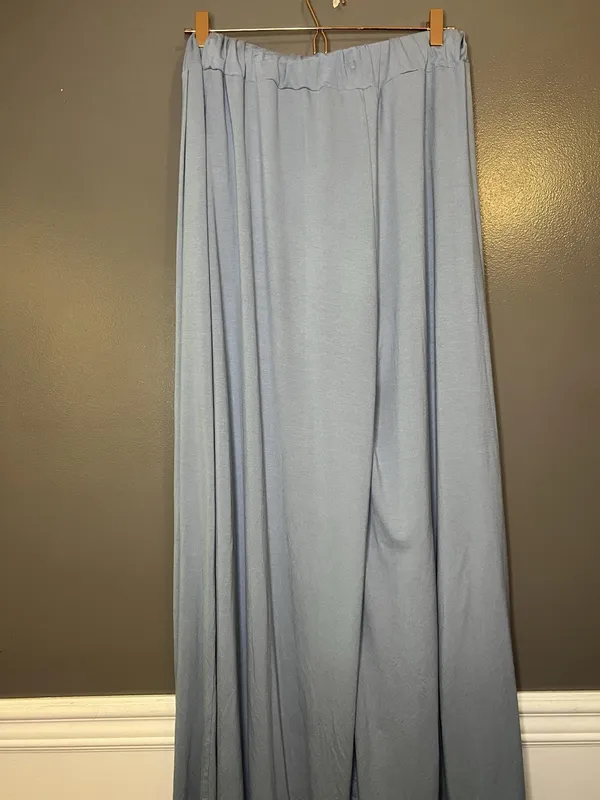 FP Beach Skirt Womens Medium Blue Jersey Maxi Elastic Waist Flowy Boho Casual - Image 6