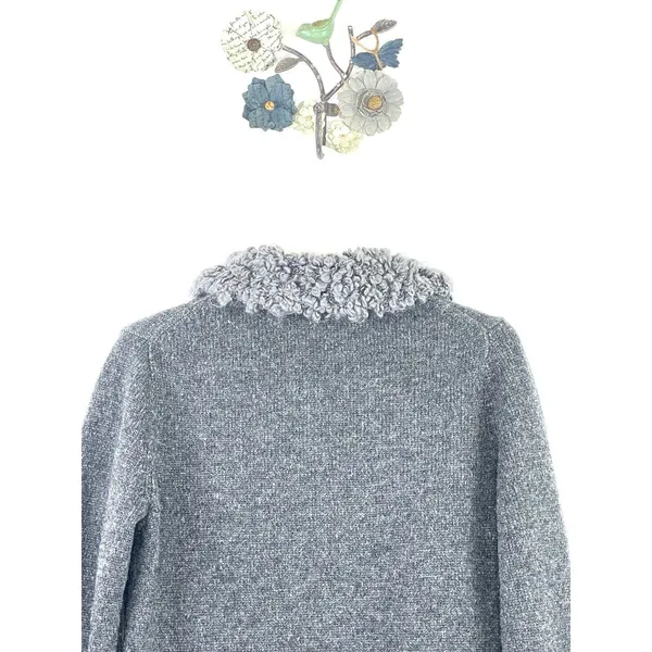 GAP 100% Wool Faux Shearling Collar Button Front Cardigan Gray Size Medium - Image 9