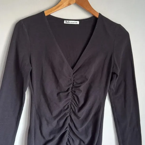 Reformation Cally Stretch Organic Cotton Long Sleeve Dress - Image 4