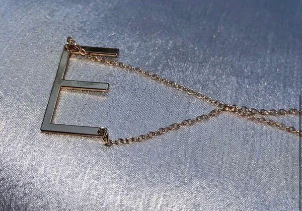 Letter E Necklace Gold - Image 3