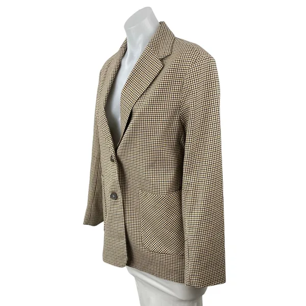 Oak + Fort Women's Plaid Check Notched Collar Long Sleeve Blazer Coat Jacket XS - Image 3