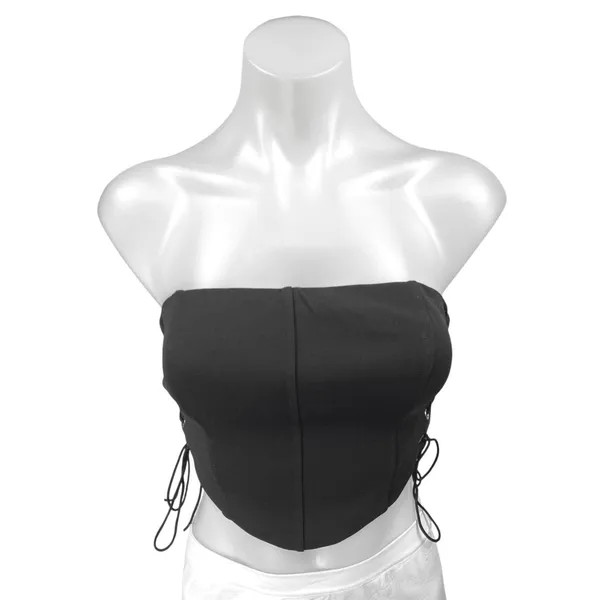 Princess Polly Black Sleeveless Strapless Bandeau Corset Cami Crop Tank Top Sz 6 - Image 2