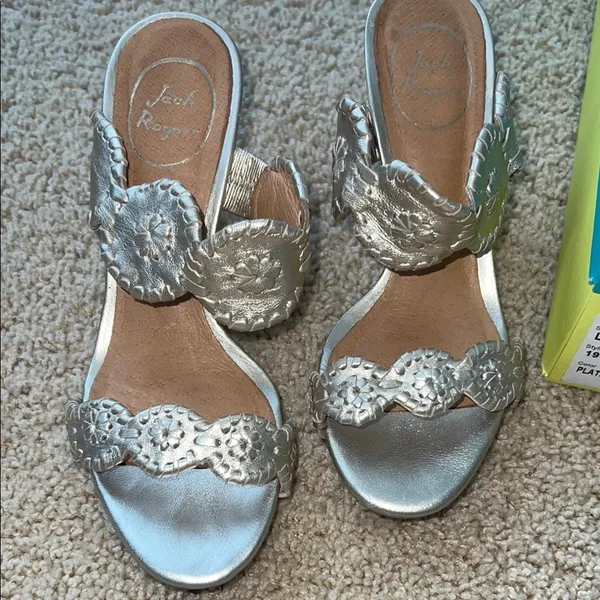 Jack Rogers Platinum Wedge Sandals - Image 6