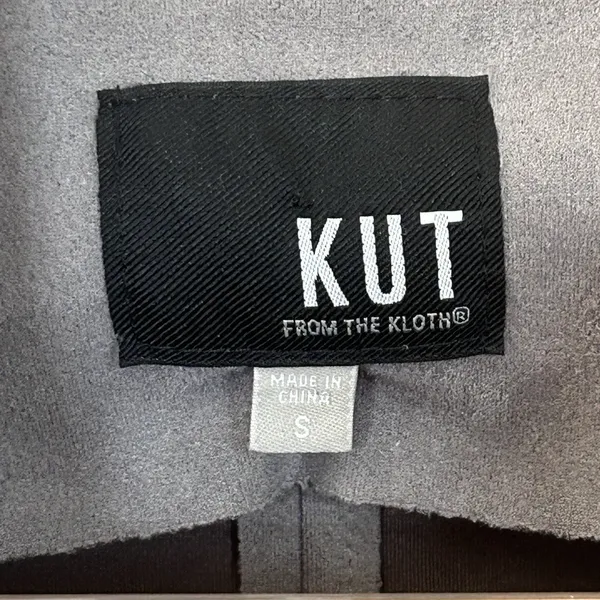 KUT from the Kloth Moto Jacket Women's Small Faux Suede Waterfall‎ Festival Gray - Image 5