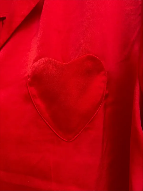 No Boundaries New!Red Satin Heart Pocket Pajama Set size M - Image 4