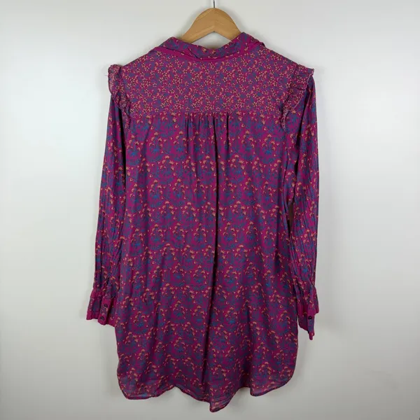 Roller Rabbit Augusta Darya Floral Button Up Shirt Dress‎ Large Lightweight Boho - Image 5