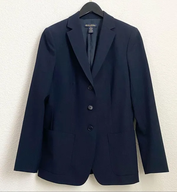 Brooks Brothers Navy Wool Blend 3- Button Women’s Blazer Size 6 - Image 5