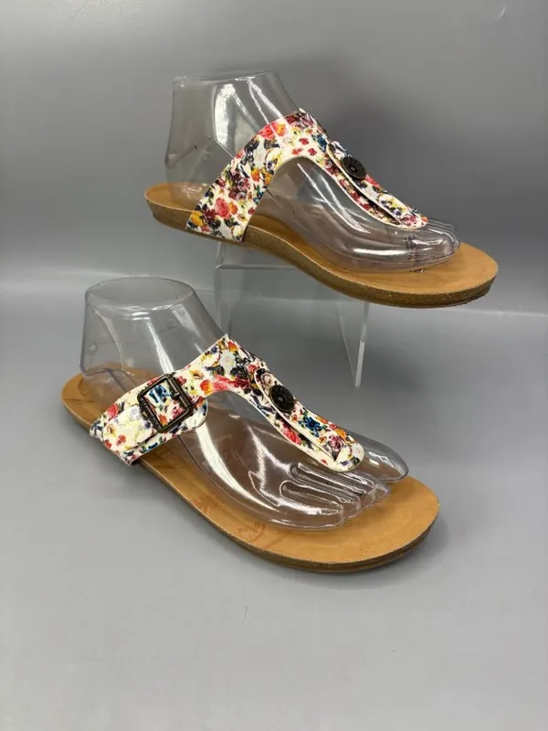 Blowfish Malibu Flip Flop Sandals Womens 8 Multicolor Floral Flat Heel Slip On - Image 2