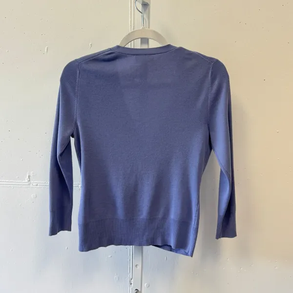 Ann Taylor LOFT Periwinkle Blue 100% Pima Cotton V-Neck Cardigan Sweater Small - Image 2