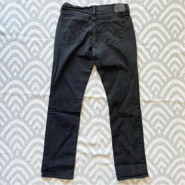 LEVI’S Women’s 505 Straight Leg Black Denim Jeans 28 - Image 5