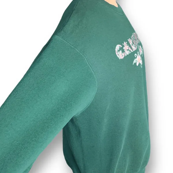 Vintage 90s California Hummingbird Floral Hunter‎ Green Crewneck Sweatshirt XL - Image 4