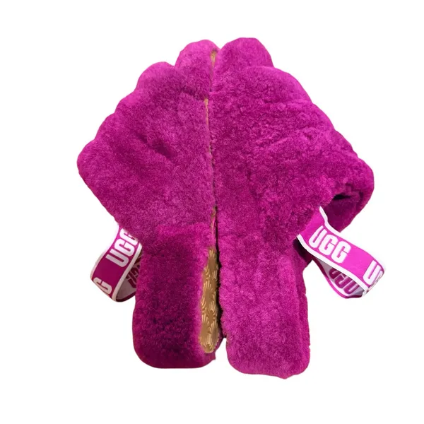 UGG Women's Fluff Yeah Fur Slide Slipper Purple with elastic logo strap Size 11 - Image 3