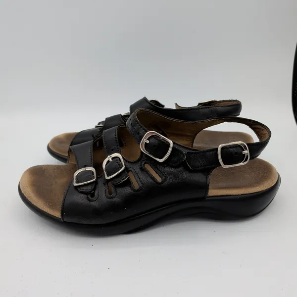 SAS Mystic Slingback Sandals Womens 7.5 W Black Leather Adjustable Comfort‎ USA - Image 2