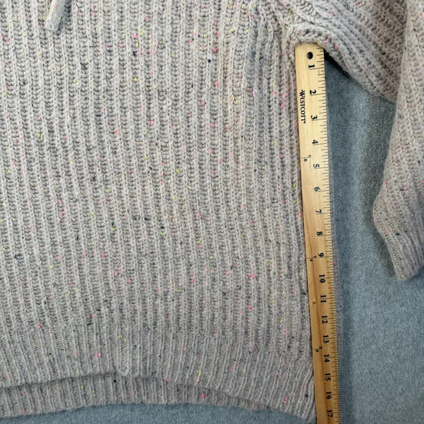 Aerie Women's Medium Beige Flecked Rib Knit Hooded Sweater Pullover Hoodie - Image 6