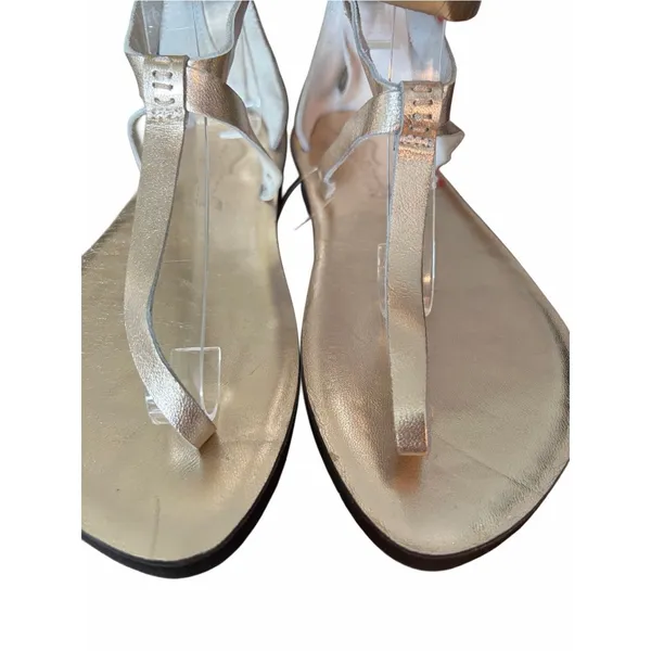 Free People NWOTS Metallic Gold Leather Strappy Gladiator Sandals size 37 US 7 - Image 3